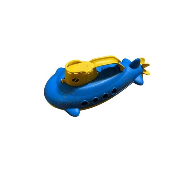 Green toy submarine bath water toy blue yellow - Picture 1 of 5
